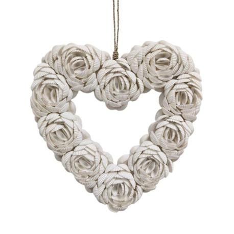 Suspension murale Coeur en Coquillages 22cm | Déco Bohème Chic