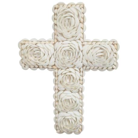 Croix murale en Coquillages 30cm | Déco Bohème & Spirituelle