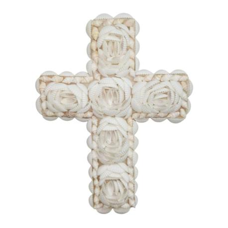 Croix murale en Coquillages 20cm | Décoration Spirituelle