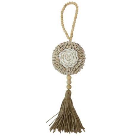 Suspension Bohème en Coquillages et Perles de Bois | Savoir-faire de Bali