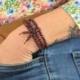 Bracelet Tibétain, Mala en perles de bois bordeaux 6mm + noeud sans fin