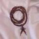 Bracelet Tibétain, Mala en perles de bois bordeaux 6mm + noeud sans fin
