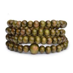 Bracelet Tibétain, Mala en perles de bois 6mm vert
