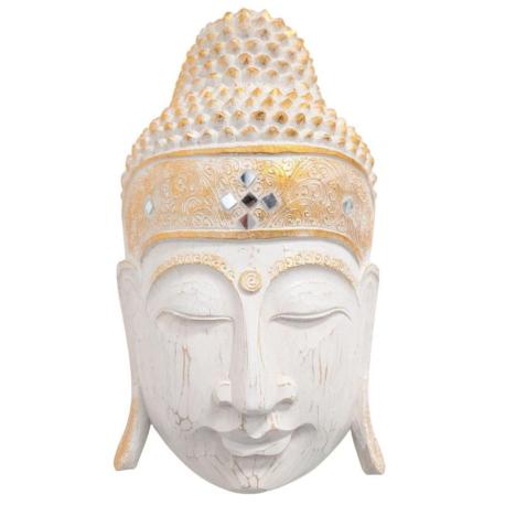 Tête de Bouddha murale 50cm en bois | Déco Spirituelle
