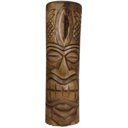 Déclassé ! Totem Tiki 50cm en bois massif Sculpté à la main - Motif Ananas