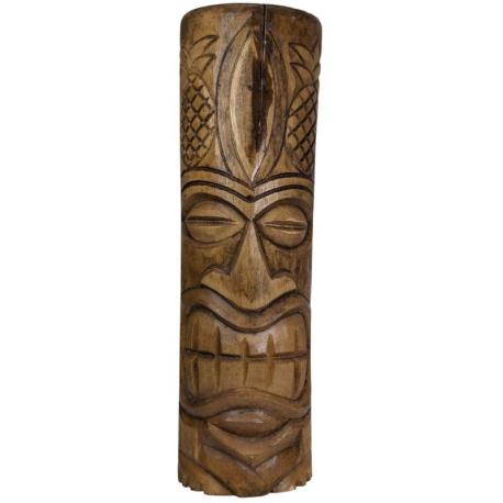 Déclassé ! Totem Tiki 50cm en bois massif Sculpté à la main - Motif Ananas