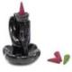 Fontaine à encens en céramique noire - Décor main de Bouddha & fleur de lotus Fontaine à encens en céramique noire - Décor main de Bouddha & fleur de lotus