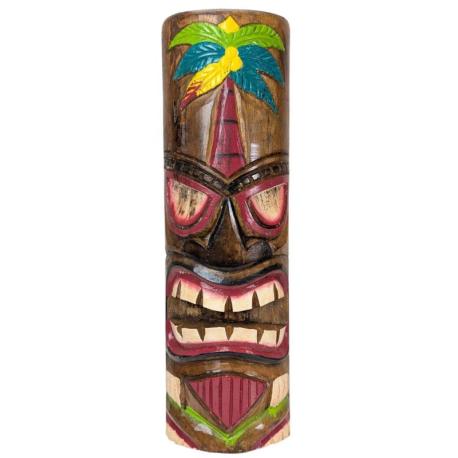 Déclassé ! Totem Tiki 50cm en bois massif Sculpté à la main - Motif Palmier