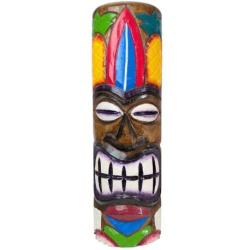 Déclassé ! Tiki 50cm en bois massif Sculpté main - Motif Surf & Ananas