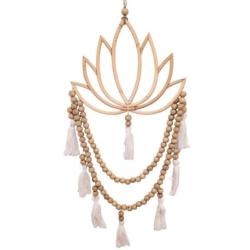 Suspension murale "Lotus" 75cm en bois & rotin | Esprit Bohème Chic