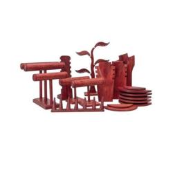Déclassé - Lot de 15 présentoirs à Bijoux en bois massif rouge