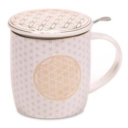 Mug infuseur à thé 400ml décor fleur de vie