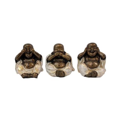Les 3 Bouddhas de la sagesse | Résine dorée