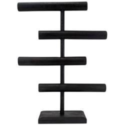 Présentoir à bijoux 4 niveaux 48cm en bois massif | Finition Noir Ébène