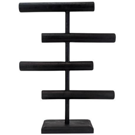 Présentoir à bijoux 4 niveaux 48cm en bois massif | Finition Noir Ébène