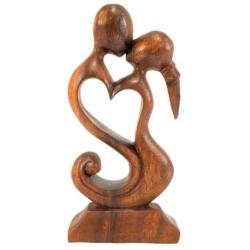 Sculpture bois 20cm "Couple en Fusion" | Preuve d'Amour