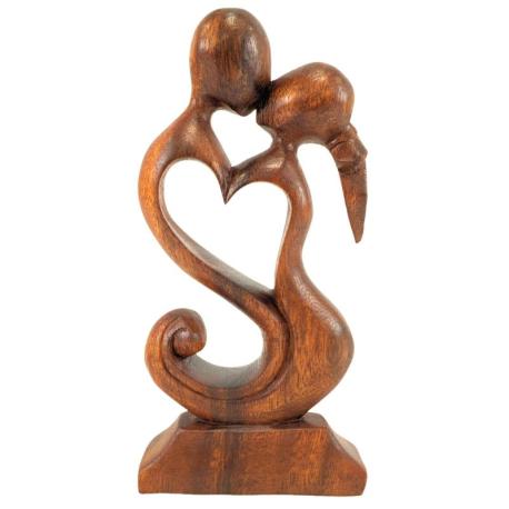 Sculpture bois 20cm "Couple en Fusion" | Preuve d'Amour