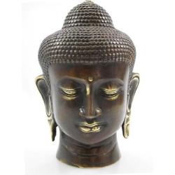 Tête de Bouddha à poser en laiton 20cm