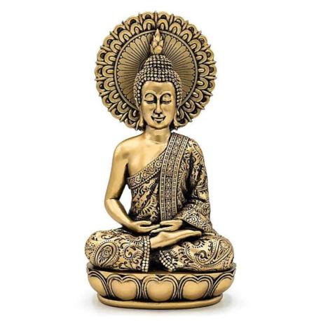 Statue Bouddha Zen Doré 24cm | Décoration Spirituelle