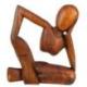 Statue abstraite "Le Penseur" 30cm en bois Teinté