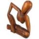 Statue abstraite "Le Penseur" 30cm en bois Teinté
