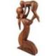 Statue abstraite Maman et Bébé 30cm en bois Teinté