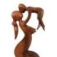 Statue abstraite Maman et Bébé 30cm en bois Teinté
