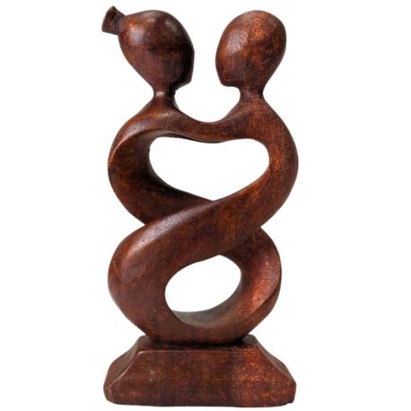 Statuette Couple "Amour Infini" 20cm en bois | Art Romantique