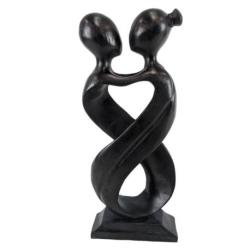 Statue Abstraite Couple "Amour Infini" 30cm bois | Souvenir éternel