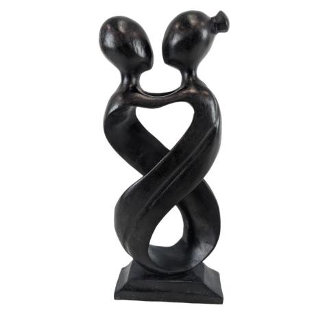 Statue Abstraite Couple "Amour Infini" 30cm bois | Souvenir éternel