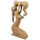 Statue abstraite Maman et Bébé 30cm en bois Brut