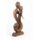 Statue Abstraite "Couple en Fusion" 30cm en bois | Cadeau Amoureux