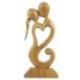 Statue Abstraite "Couple en Fusion" 30cm en bois | Cadeau de Lune de Miel