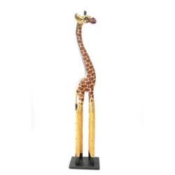 Statue Girafe 100cm en bois | Décoration Savane Safari
