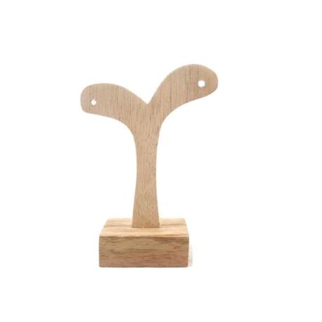 Présentoir / Support à boucles d'oreilles en bois 10cm | Finition "Bois brut naturel"