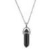Collier acier + pendentif pointe Agate noire / Onyx