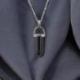 Collier acier + pendentif pointe Agate noire / Onyx