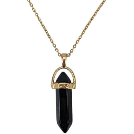 Collier doré + pendentif pointe Onyx