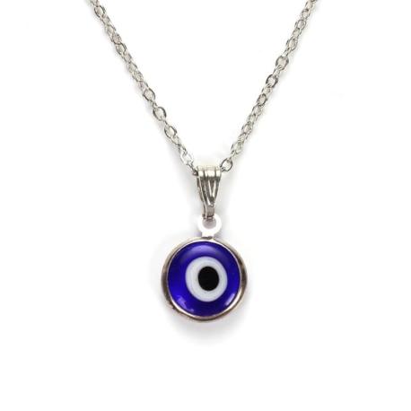 Collier argenté mixte Adultes/Enfants - Oeil turc Porte Bonheur