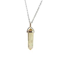 Collier pointe en Citrine AAA | Pendentif en pierre + chaîne