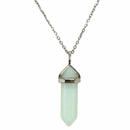 Collier argenté + pendentif pointe hexagonale Amazonite