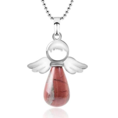 Collier  "Mon Ange gardien" en Jaspe rouge