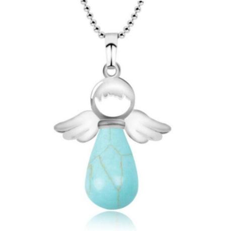 Collier  "Mon Ange gardien" en Howlite turquoise
