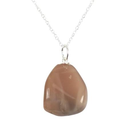 Collier Pierre de Lune Adulaire | pendentif pierre roulée + chaîne argentée