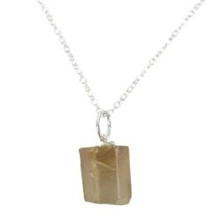 Collier petite pointe en Citrine brute facettée - Pendentif en pierre + chaîne