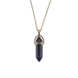 Collier doré + pendentif pointe Pierre de Soleil Bleu
