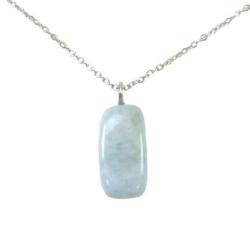 Collier Aigue-Marine AB | Pendentif pierre roulée + chaîne acier