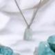 Collier Aigue-Marine AB | Pendentif pierre roulée + chaîne acier