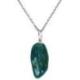 Collier Amazonite bleue AAA | Pendentif pierre roulée + chaîne argentée