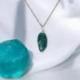 Collier Amazonite bleue AAA | Pendentif pierre roulée + chaîne argentée